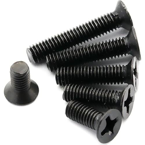 LOT50 M4 Pitch 0.7 Thread Length 8/10/12/16/20mm Carbon Steel Phillips Flat Countersunk Head Black Screws