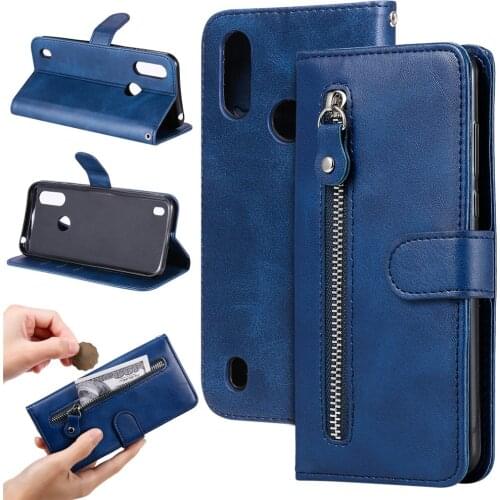 Fashion Leather Zipper Wallet Case for Motorola Moto G9 E7 Plus E6S 2020 G8 Power Lite Flip Full Protective Phone Cover Bag