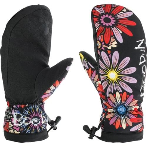 BOODUN Full Finger Mens Womens Ski Gloves Polyamide Printing Gloves Keep Warm Waterproof and windproof