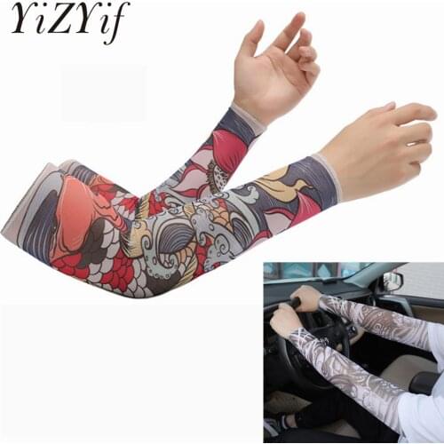 Ice Silk Summer Arm Sun-protective Sleeve Chinese Tattoo Sleeves Men Armguard Outdoor Biker Gloves Driving Fishing Longsleeve