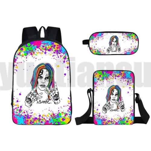 3 Pcs Set Cute Album GOOBA Pencil Case Shoulder Bag 16 Inch Anime 6IX9INE Backpack 3D Bookbag Tekashi 69 Bagpack School Bag