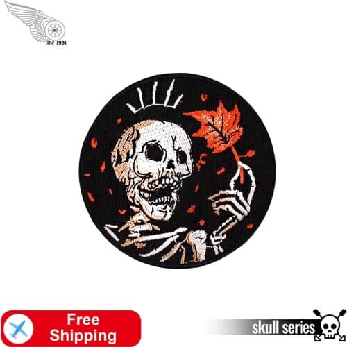Skull Patch MC Biker Badges Embroidery Patches Iron on for Clothing Punk Clothes Cool Fashion Stickers Cheap Wholesale Accessory