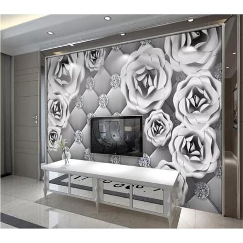 Mural Custom Wallpaper wall papers home decor Metal texture 3D diamond soft bag flower jewelry background wall papel tapiz
