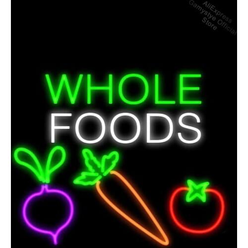 Neon bulbs sign Whole Foods Veggies handcraft shop sign real glass Outdoor Wall Light Arcade neon sign Tube Glass Neon Lamp Logo