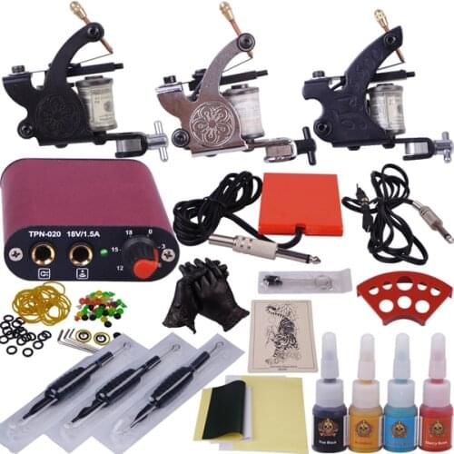 Tattoo equipment cheap permanent makeup supply 3 guns beginner tattoo kits best tattoo machines price