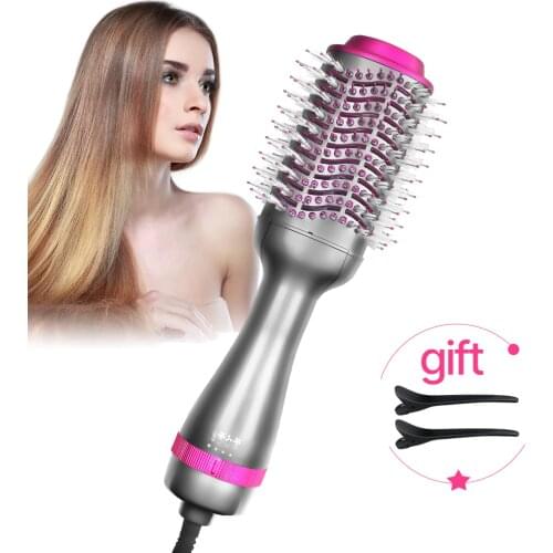 One Step Hair Dryer and Styler Volumizer with Negative Ion Hot Air Brush Hair Comb Styler Hair Curler Straightener Blow Dryer