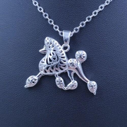 Poodle Teddy Necklace Dog Animal Pendant Gold Silver Plated Jewelry For Women Male Female Girls Ladies Kids Boys AKC N012