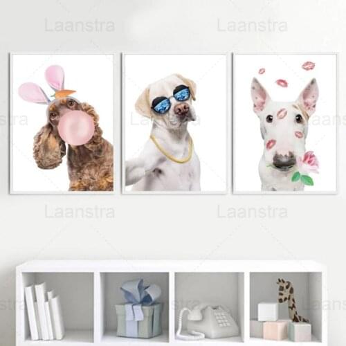 Dog Poster Modern Home Decor Labrador Bull Terrier Dog Animal Canvas Painting Creative Wall Art Nordic Poster and Print Picture