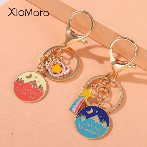 Night Charm Key Rings Female Bag Mountain Key Chain Metal Children Book Backpack Car Keychain Batch for Friends Gifts Wholesale