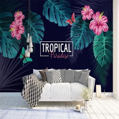Custom Nordic Tropical Rainforest Plants Home Decor Wall Paper 3D Modern Living Room Bedroom Decor Background Mural Wallpaper 3D