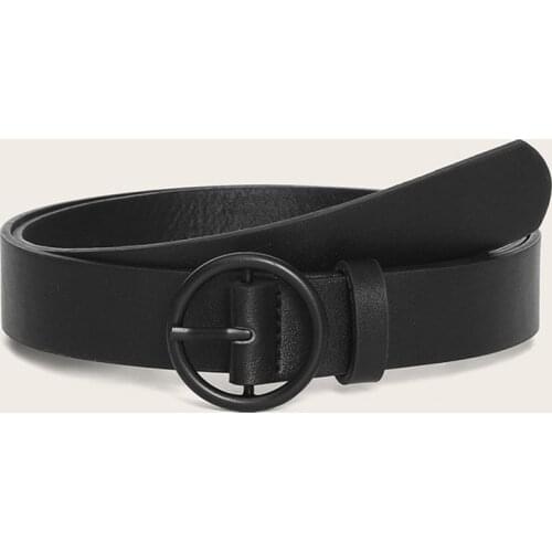 Circle Black Buckle Ladies Belt Pure Color Fashion Decoration Jeans Belt Women Designer Belt Belts for Women