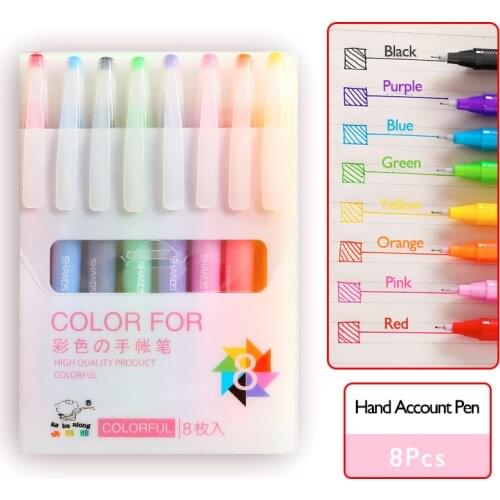 8 Pcs/Set Color Hand Account Pen Sweet Flora Dream Colored Gel Pen 0.5mm Cute Pens for School Kawaii Korean Stationary Girls boy