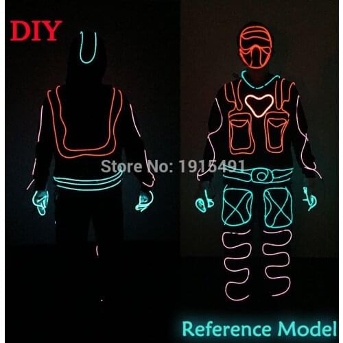 Attractive Performance Decor Light Up EL Wire Love-Shaped Supermen Suit European Style Neon Led Bulbs Lighting Twinkling Costume