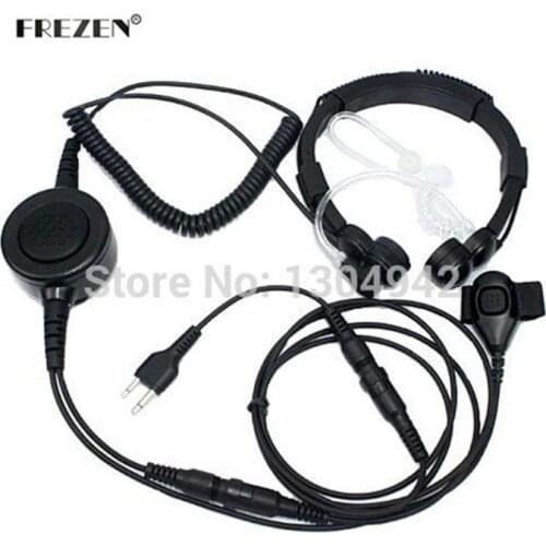 Military Grade Tactical Throat Mic Headset/Earpiece with BIG Finger PTT for Icom Radio 2-pin 122-952