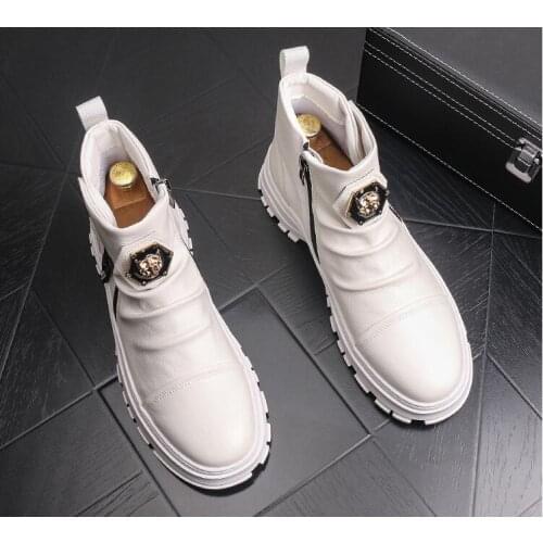 New Designer style thick sole high top board shoe, Korean edition tide Martin casual short boot white cowboy boots
