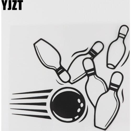 YJZT 16.2CMX14.9CM Cartoon Bowling Ball Art Decal Vinyl Car Sticker Black/Silver 8A-0928