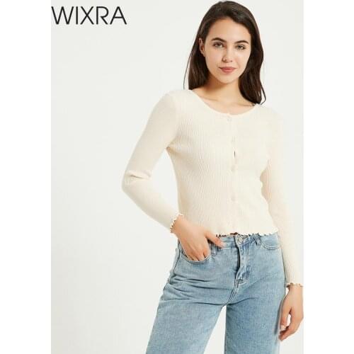 Wixra Womens Cardigan Sweater O neck Solid Knitwear Single Breasted Casual Knit Cardigan Outwear Ladies Autumn Coat