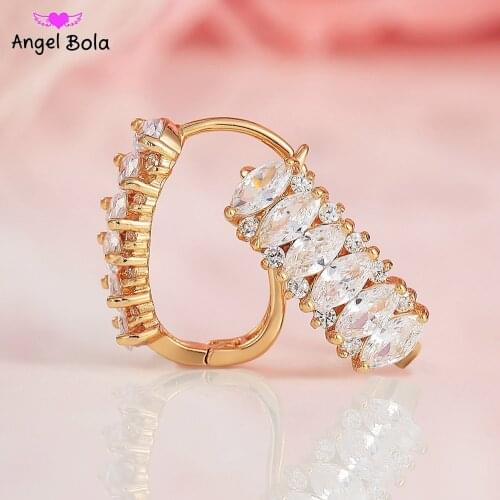 585 Gold Round Oval Natural Zircon Dangle Earring New Mix White Earrings for Women Fashion Wedding Fine Noble Jewelry