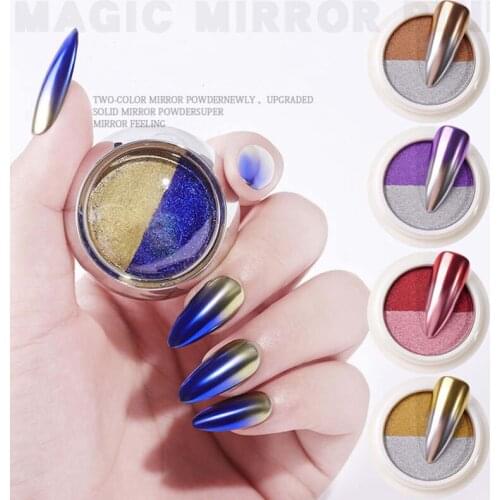 1 Box Gradient Color Holographic Chrome Laser Synthetic Resin Pigment Manicure Art Eye Mirror Nail Powder Glitter