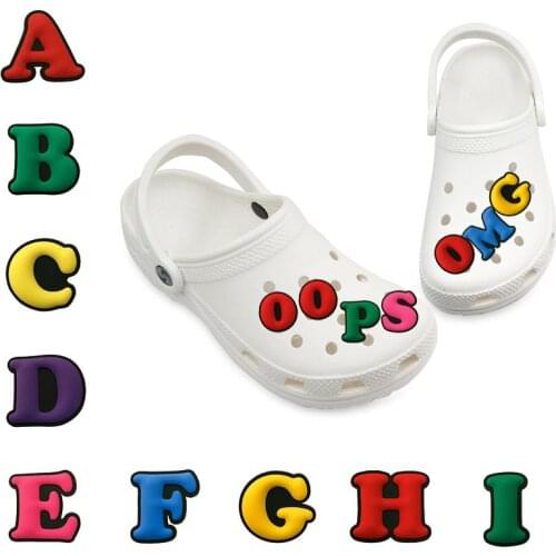 1pcs Colorful Capital Letters PVC Shoe Charms Free Combination Words Shoe Accessories Alphabet Shoe Decorations Kids Gift