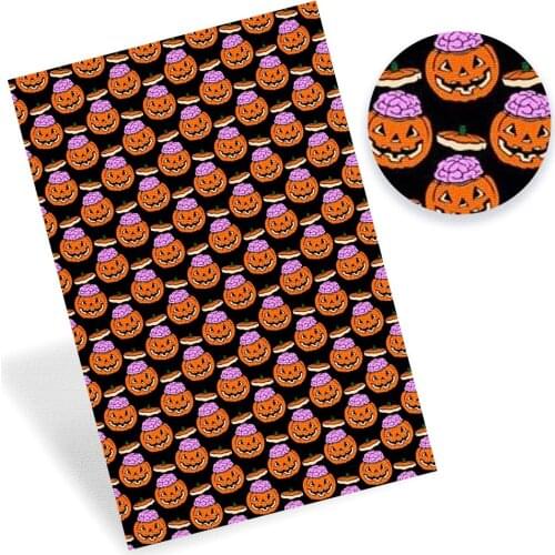 CHEER BOWS 22*30cm/A4 1pc Halloween Faux Leather Sheets Printed Synthetic Leather Fabric DIY Hair Bows Crafts Handmade Supplies