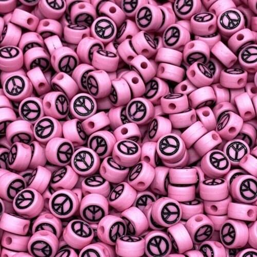 100pcs/Lot 7mm Oval Shape Acrylic Spaced Beads Peace Symbol Beads For Jewelry Making DIY Charms Bracelet Necklac Accessories #11