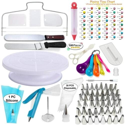 100pcs Decorating Nozzle Set Cake Tools Cake Decoration Kitchen DIY Icing Piping Cream Reusable Kit Baking Tools Cake Tools Set