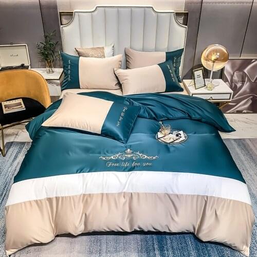 2021 new products Washed silk Embroidery bedding sets bed set double queen king size duvet cover bed sheet set pillowcase 4Pcs