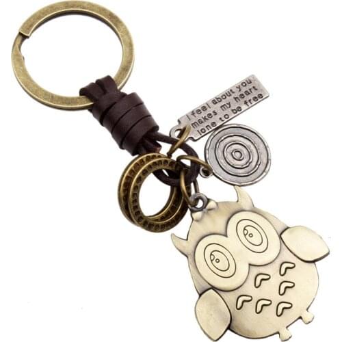 2021 New Finest Cowhide and Bronze Material Boutique Source Japan and South Korea Cartoon Owl Key Chain for Women/men