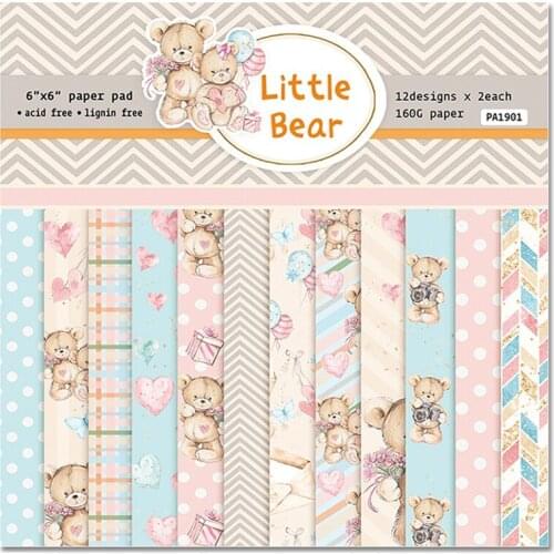 24Pcs/Lot Little Bear Retro Material Papers DIY Scrapbooking Album Diary Gift Decorative Paper Scrapbooking Paper