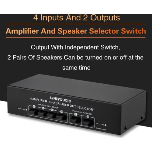 4 in 2 out passive power amplifier speaker selection switcher speaker switch splitter comparator no loss of sound quality