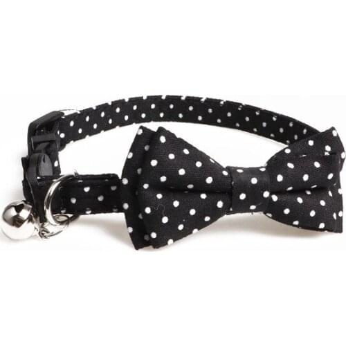 40PCS / LOT Pet Collar Polka Dot Print Bow Cat Collar With A Bell Cat Cute Bow Tie Pet Accessories