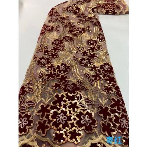 African Lace Fabric By The 5 Yards Sequin Flannel Tulle Embroidery Craft Sewing DIY Design Evening Party Wedding Dress Wholesale