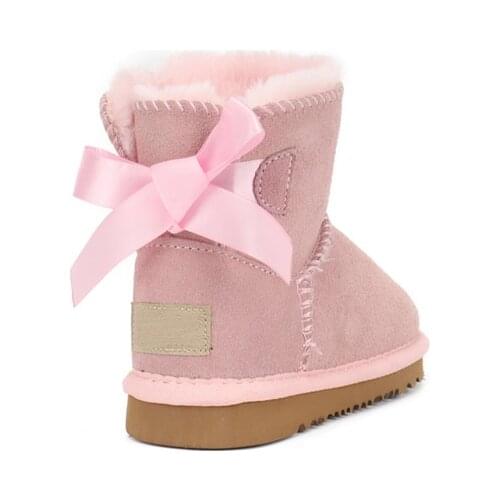 Australian 2021 New Classic Children Genuine leather fur short ankle shoes for Boys Girls keep warm winter All-match Snow Boots