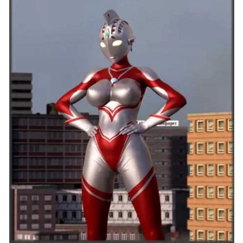 Shiny Metallic Ultra Girl Katia Cosplay Costumes Zentai Catsuit Girls Women Giga Lady Halloween Bodysuit Free Shipping