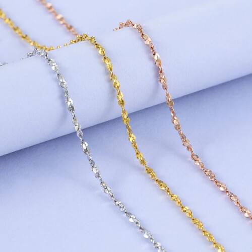MIQIAO 925 Silver Water-wave Chain Long 40 45 cm Wide 0.8 1.2 1.5 mm Rose Gold Platinum Color Necklace Pendant Accessories