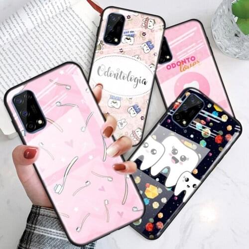 Tempered Glass Cover Dentist Teeth Cartoon For OPPO A9 2020 A52 Find X2 Lite Realme 7 7i 6 5 Pro C3 XT Phone Case Shell