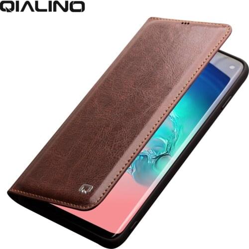 QIALINO Genuine Leather Case for Samsung Galaxy S10 Bag Card Slot Ultra Thin Flip Cover for Galaxy S10+ Plus for 5.8/6.2 inch