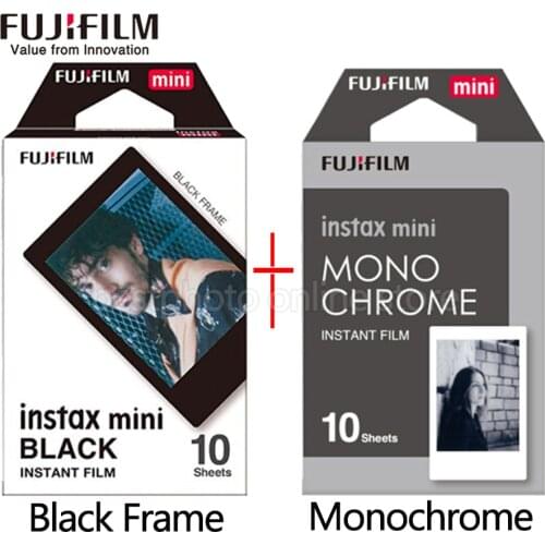 Fujifilm Fuji Instax Mini 9 Film black and white Monochrome Mono + Black Frame Film for Mini 8 70 8 Plus 90 25 Camera SP-1 SP-2