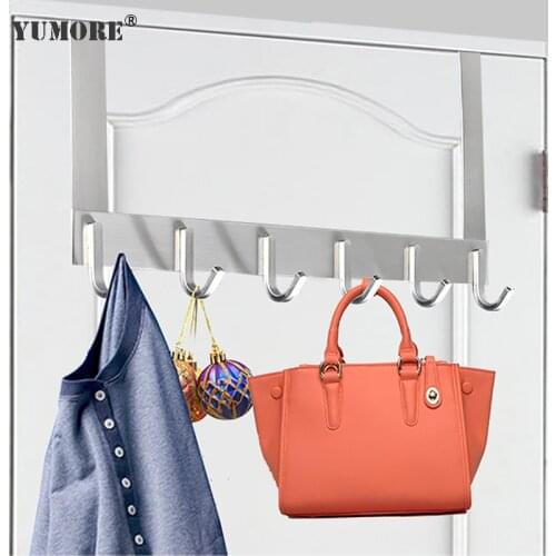 YUMORE 304 Stainless Steel Over The Door Hook Heavy Duty Door Hanger Coat Clothes Robe Hanging Towel Rack Bathroom Organizer