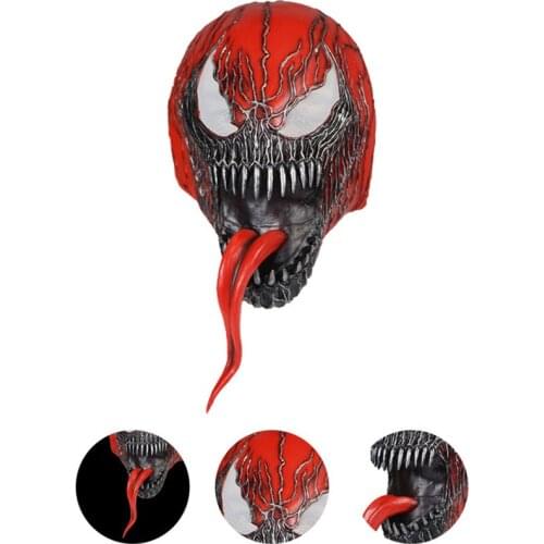 Venom Eddie Brock Cosplay Red Latex Mask Helmet Halloween Party Carnival Costume Props