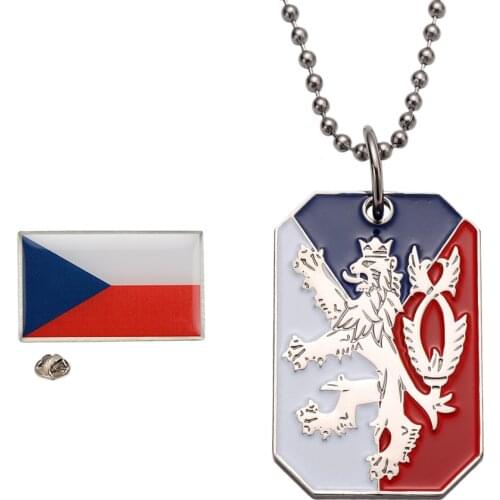 Czech Republic Flag Necklace and Pin Set