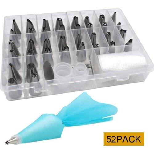 52Pcs Reusable Icing Piping Nozzles Set Pastry Bag Scraper Flower Cream Tips Converter Baking DIY Cake Decorating Tools