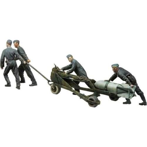 New Unassembled 1/32 54mm ancient 4 men with trailer Resin Figure Unpainted Model Kit