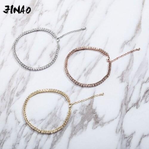 JINAO 2020 Anklet 4mm Tennis Chain Anklet Iced Cubic Zirconia Anklet Choker Hip Hop Fashion Charm Jewelry For Gift Can