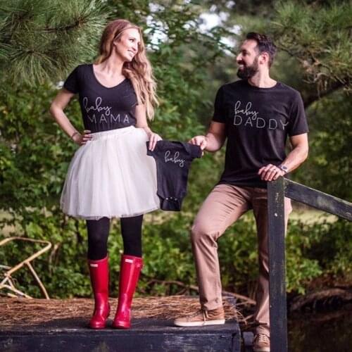 Maternity Clothes Tops Letter Summer Pregnant Tshirt Woman Plus Size Tees Baby Daddy Mama Funny T-Shirt Family Matching Clothing