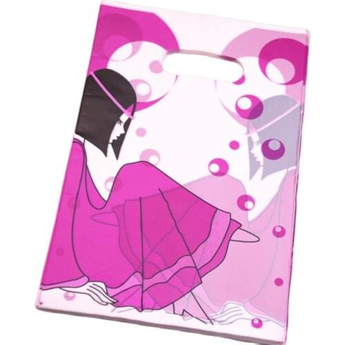 New Design Wholesale 100pcs/lot 20*30cm Pink Fashion Girl Gift Packaging Bags For Hair Extensions Plastic Shopping Bags