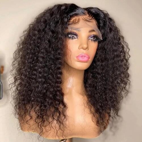 26Inch Water Wave Glueless Curly Lace Front Hair Wigs Natural Black Women Synthetic Frontal Wig Plucked Daily Wig 180 Density