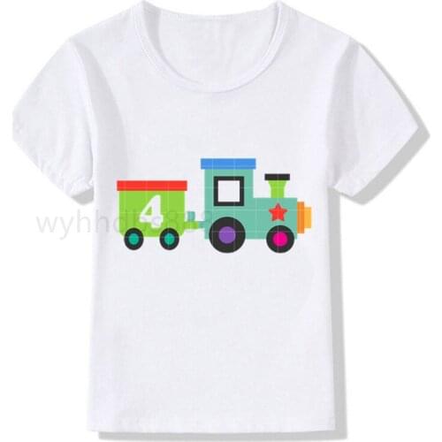 TRAIN Birthday Shirt Birthday T-Shirt Birthday Children Top Tee Party Shirt CAR Gift Fashion Baby Boy Clothes Cartoom T Shirt