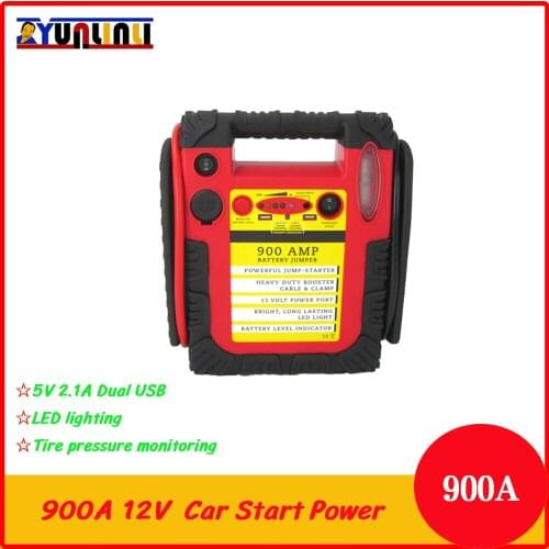 YUNLINLI 12V 900A Portable Car Jump Starter Power Bank Battery Booster With USB Charger Led Light Tire Pressure Monitoring